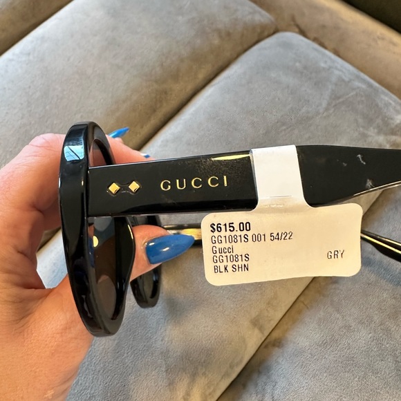 Gucci round frame sunglasses, unisex, in black. NWT - Picture 2 of 7